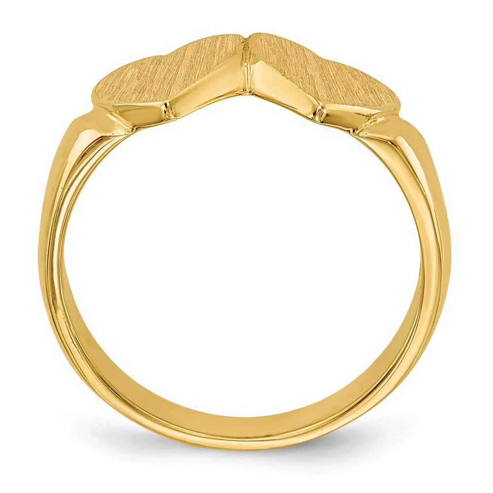 14k 8.0x Closed Back Double Heart Signet Ring