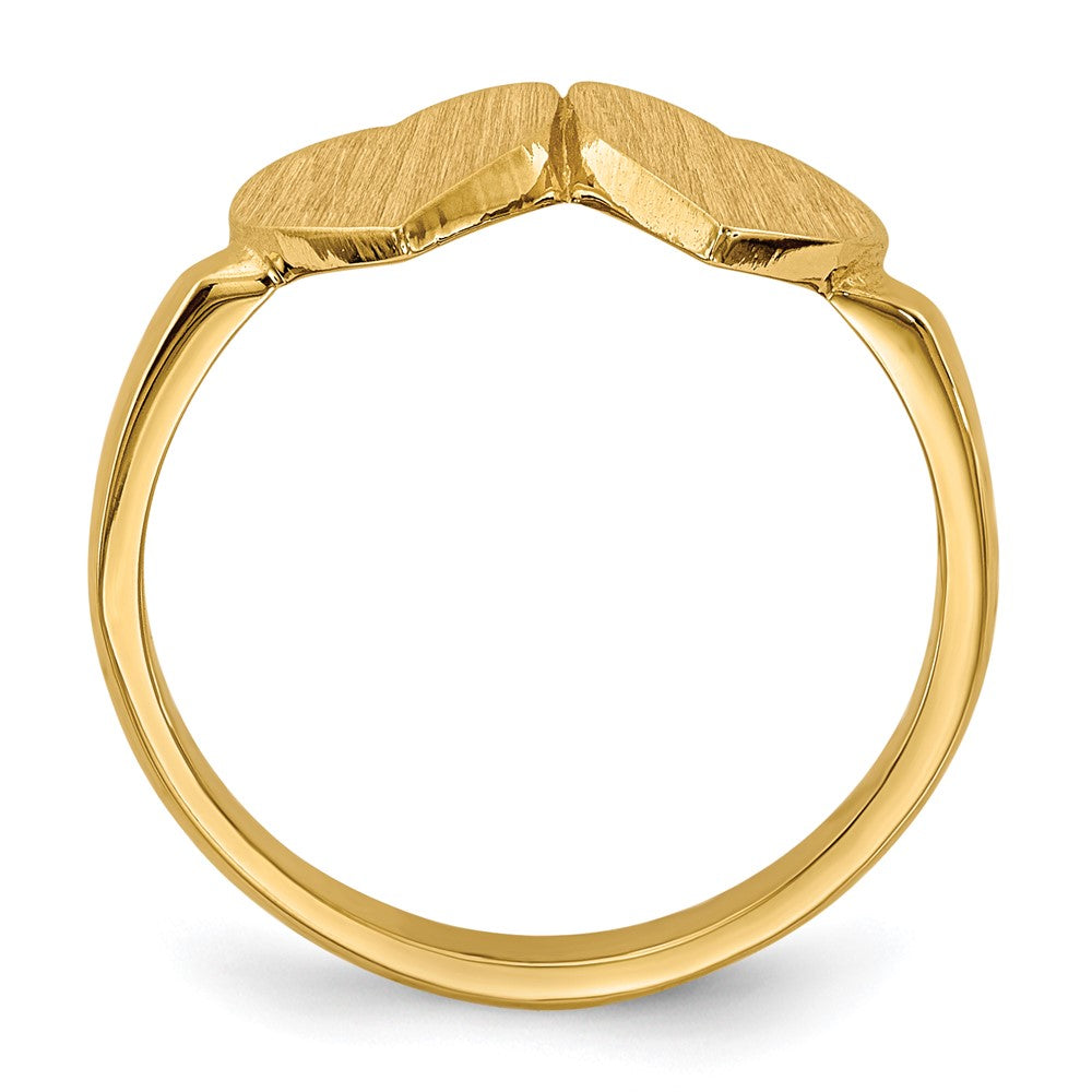 14k 7.5x Open Back Double Heart Signet Ring
