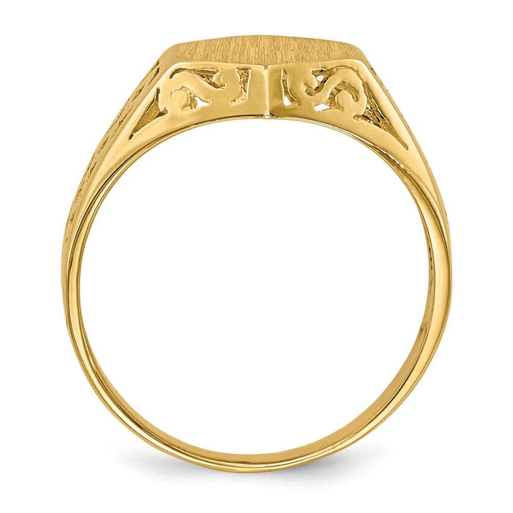 14k 9.5x Hexagon Open Back Signet Ring