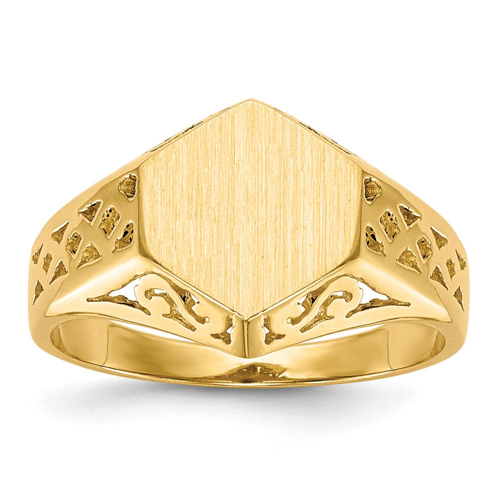 14k 9.5x Open Back Signet Ring