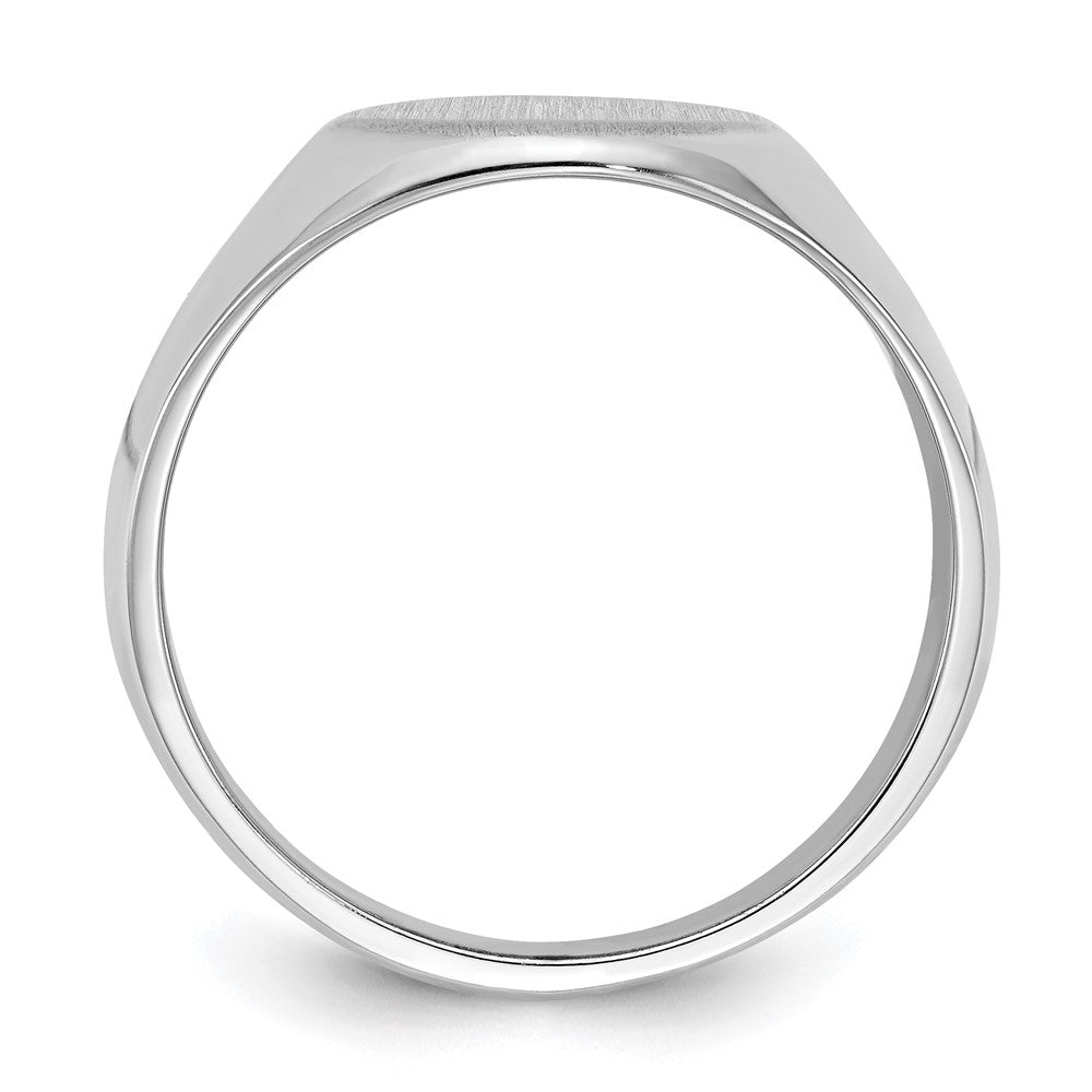 14k White Gold 11.5x Oval Closed Back Mens Signet Ring