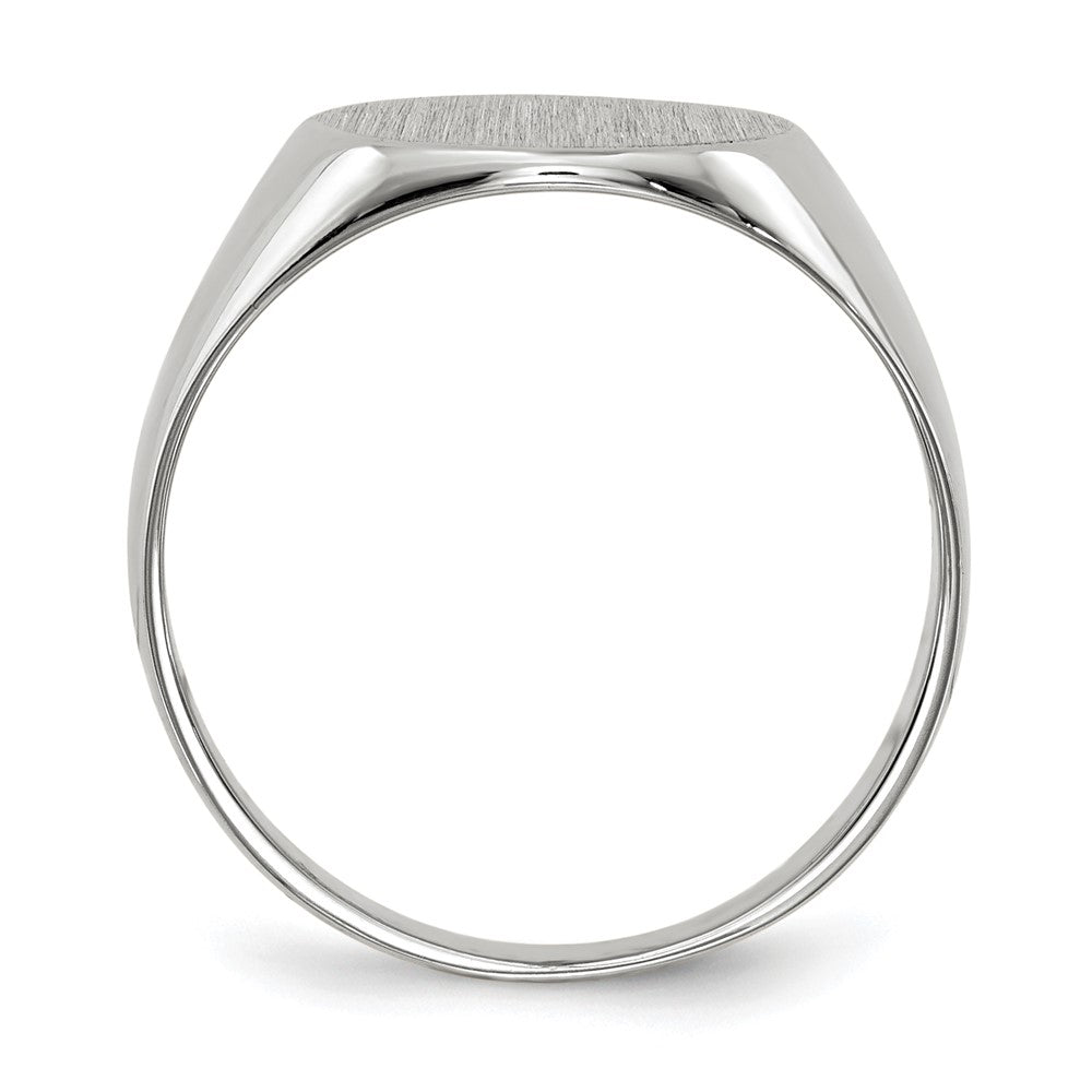 14k White Gold 10.5x Round Closed Back Signet Ring