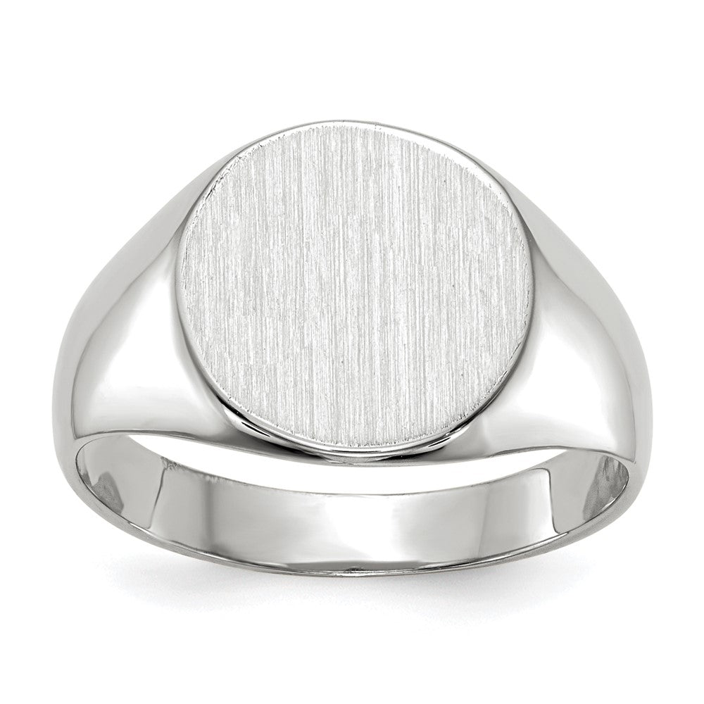 14k White Gold 10.5x Round Closed Back Signet Ring