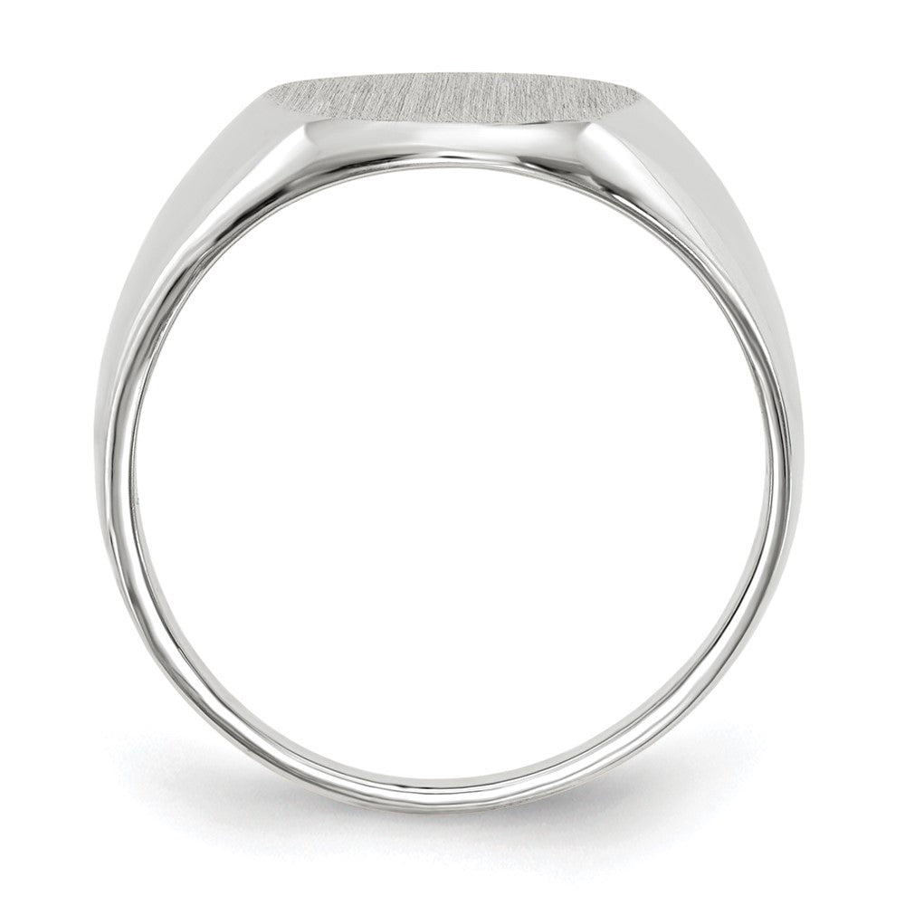 14k White Gold 10.0x Oval Closed Back Signet Ring