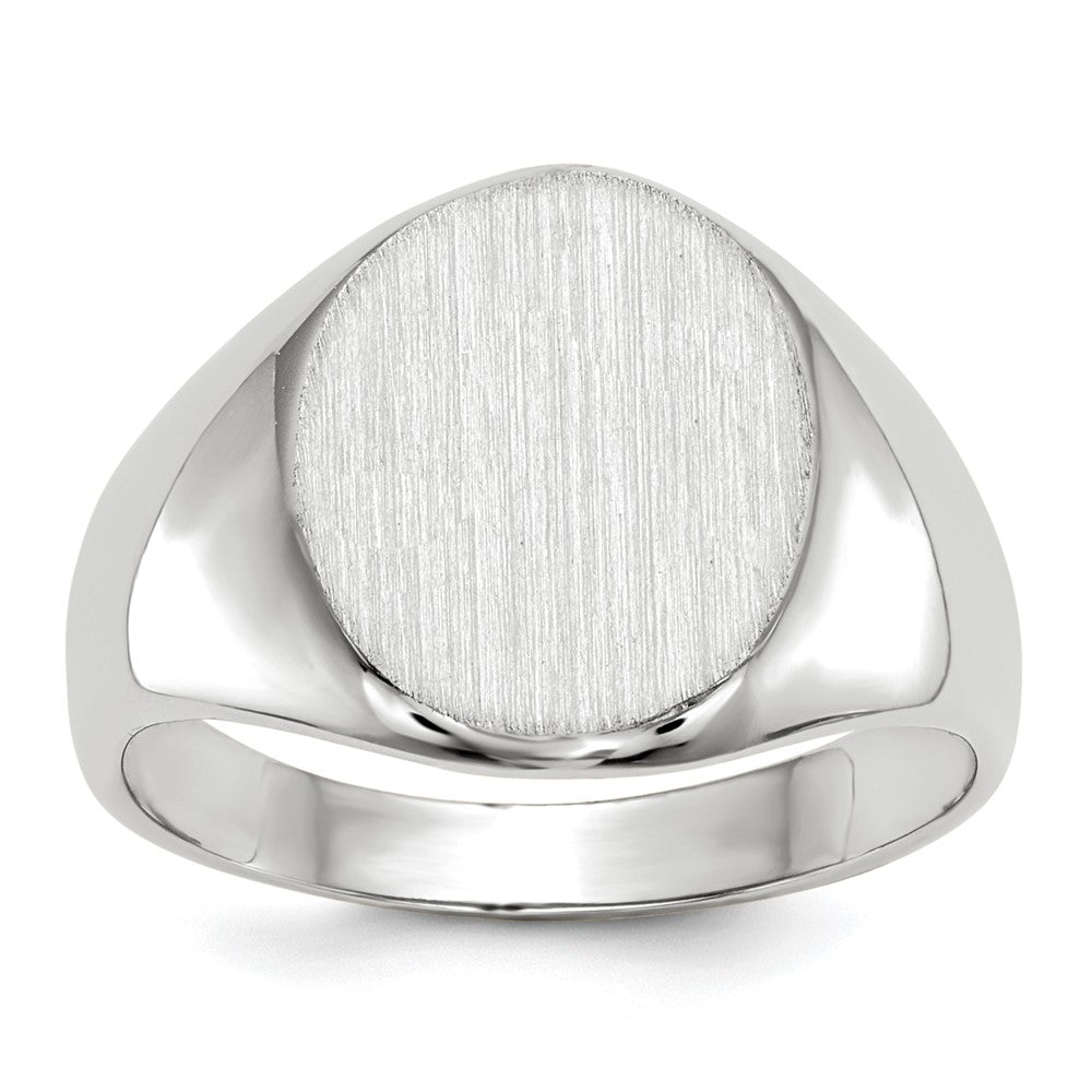 14k White Gold 10.0x Oval Closed Back Signet Ring