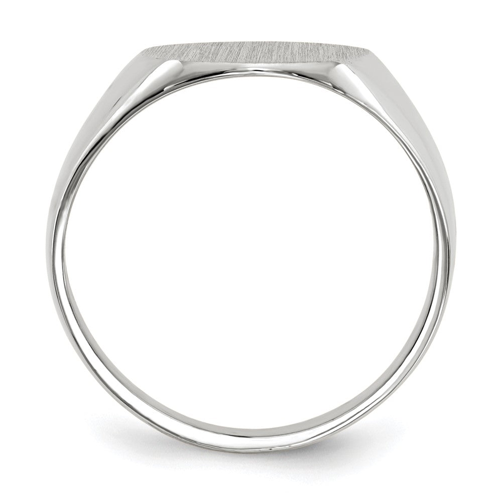 14k White Gold 12.0x Oval Closed Back Signet Ring