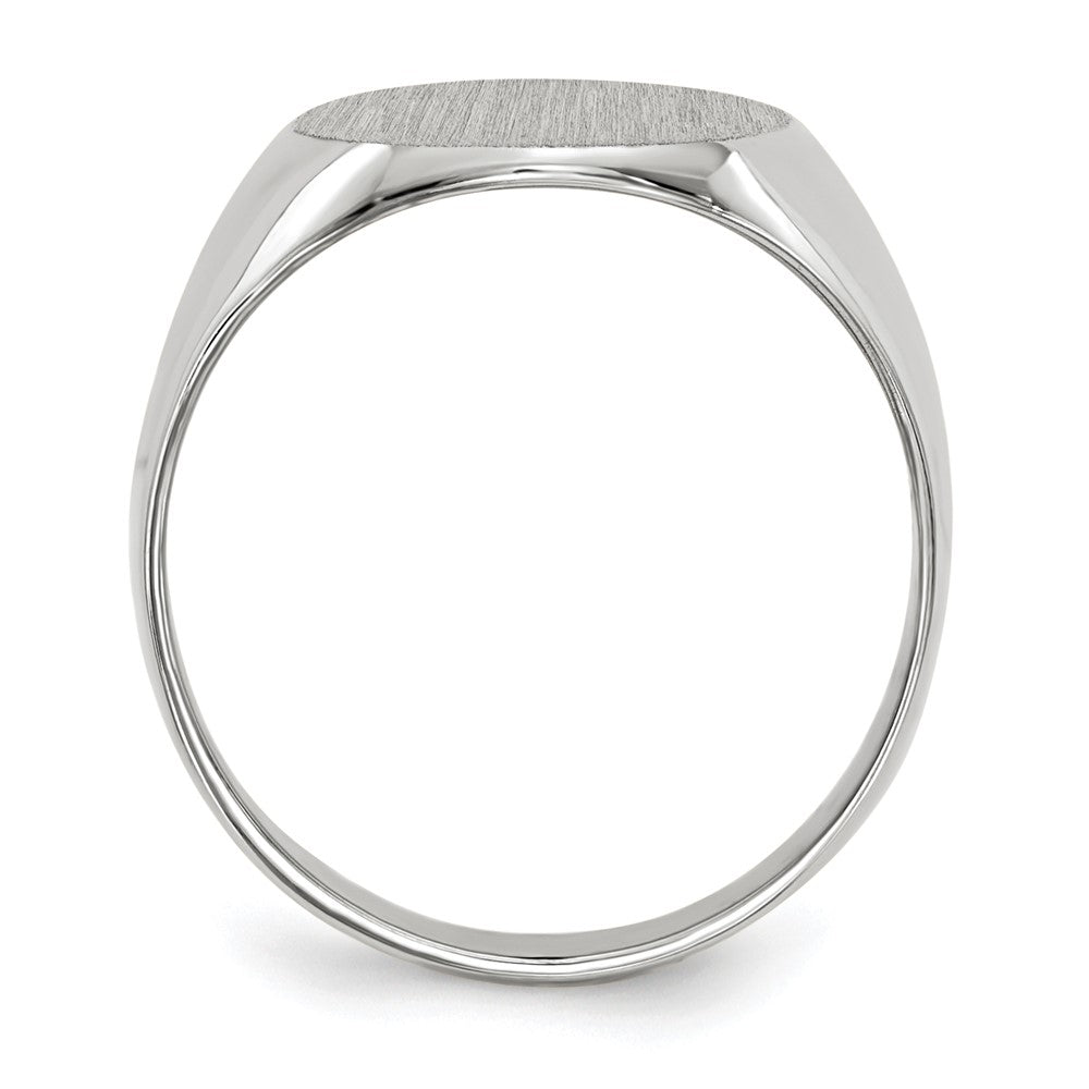 14k White Gold 12.5x Oval Closed Back Signet Ring