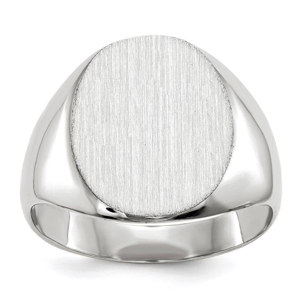 14k White Gold 12.5x Oval Closed Back Signet Ring