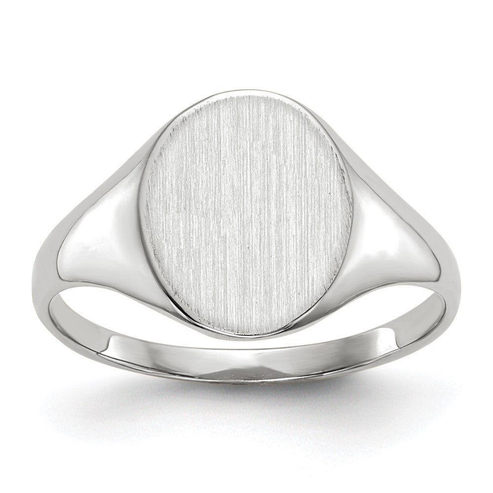 14k White Gold 9.0x Oval Open Back Signet Ring
