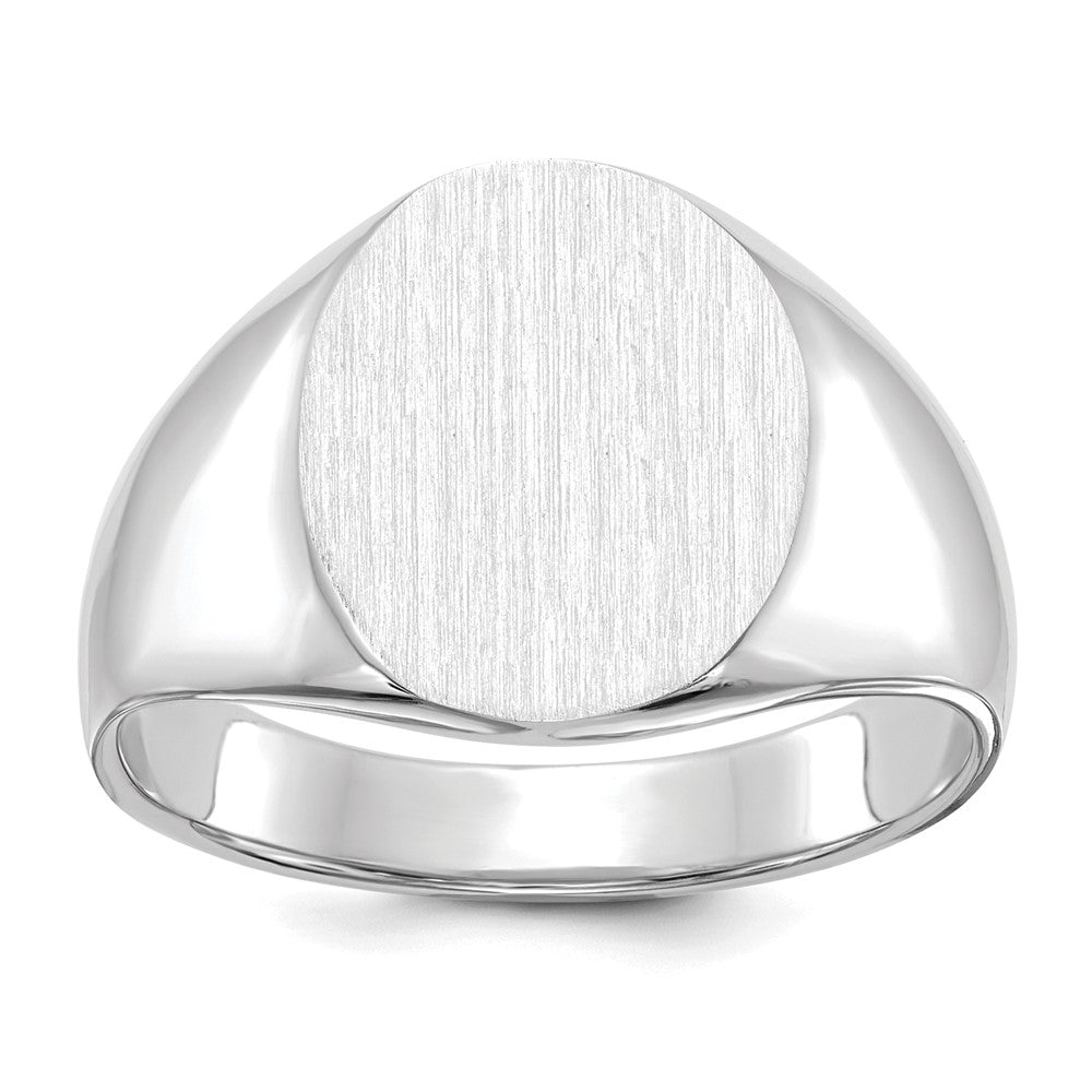 14k White Gold 13.0x Oval Open Back Signet Ring