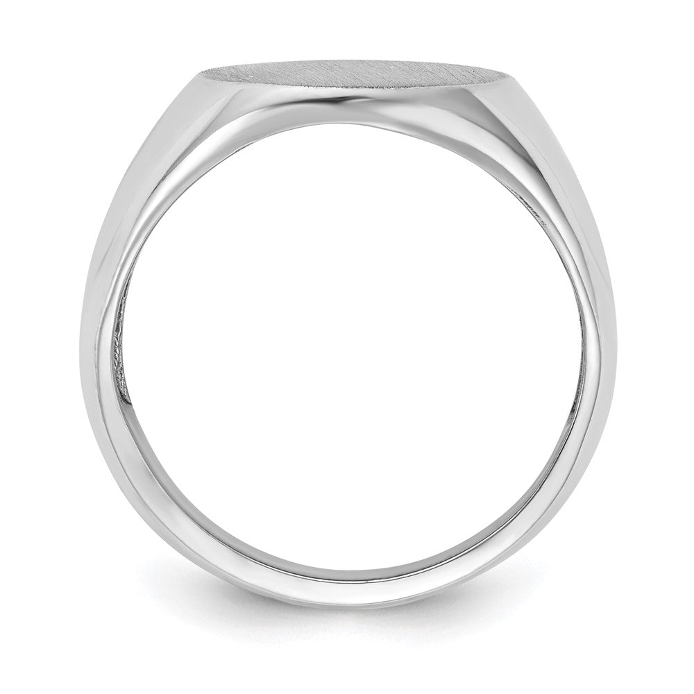 14k White Gold 14.5x Oval Open Back Mens Signet Ring