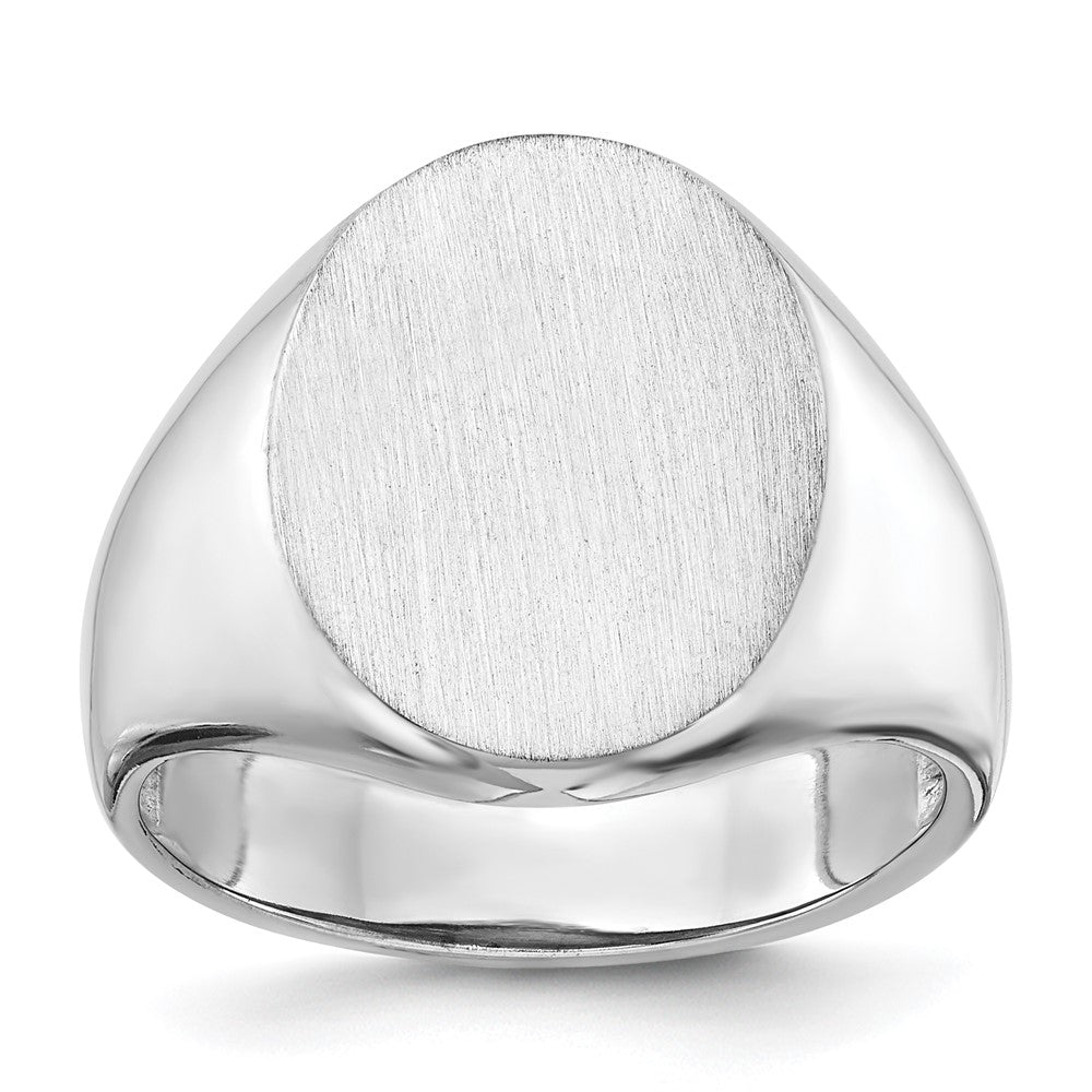 14k White Gold 14.5x Oval Open Back Mens Signet Ring