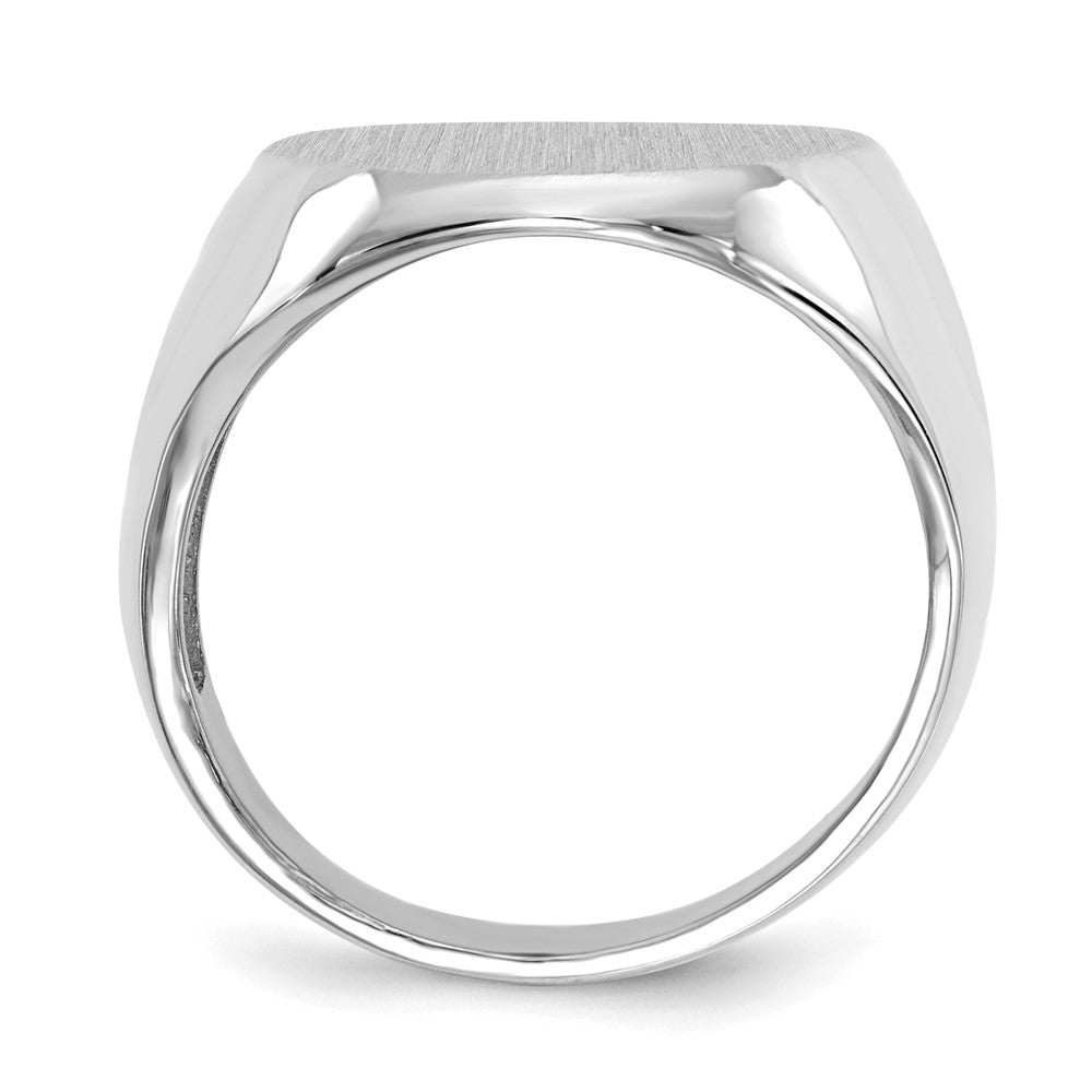 14k White Gold 16.0x Oval Open Back Signet Ring
