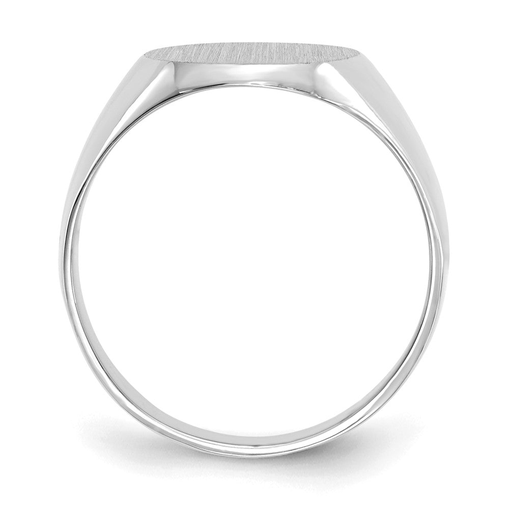 14k White Gold 11.0x Oval Closed Back Signet Ring