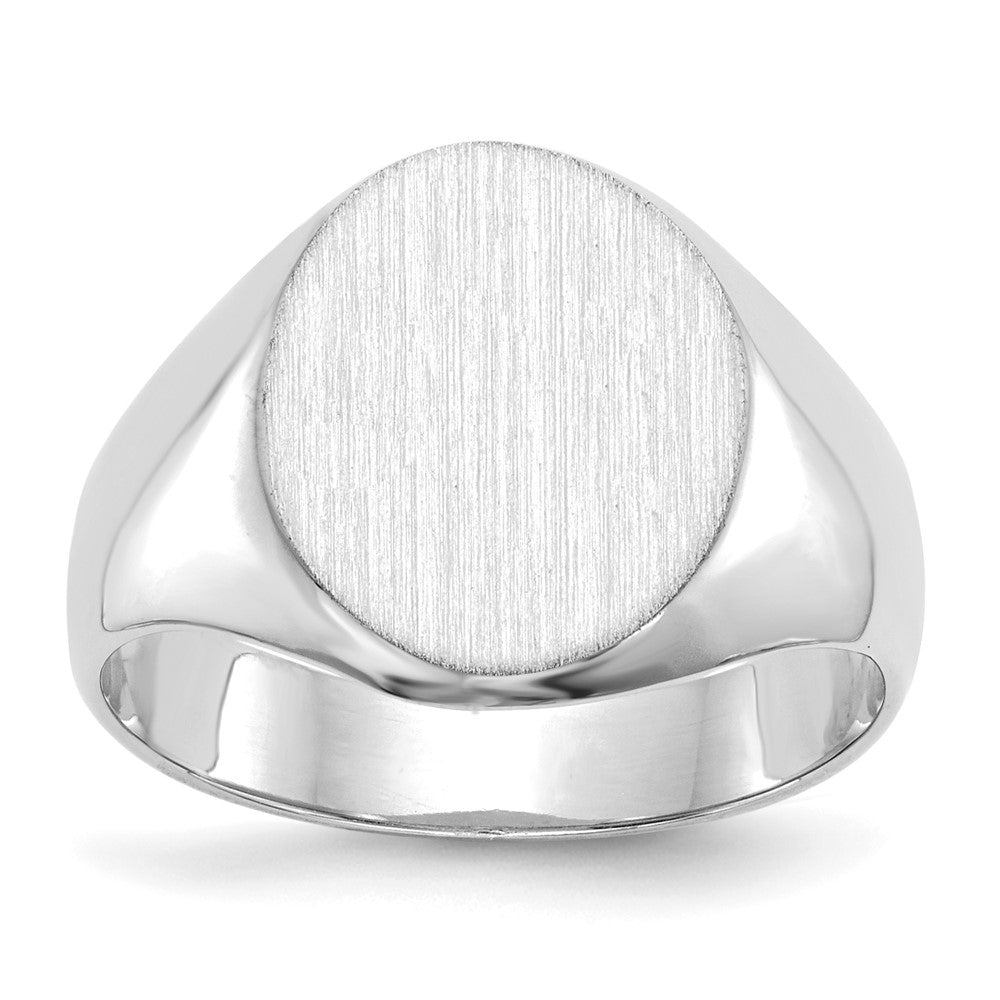 14k White Gold 11.0x Oval Closed Back Signet Ring
