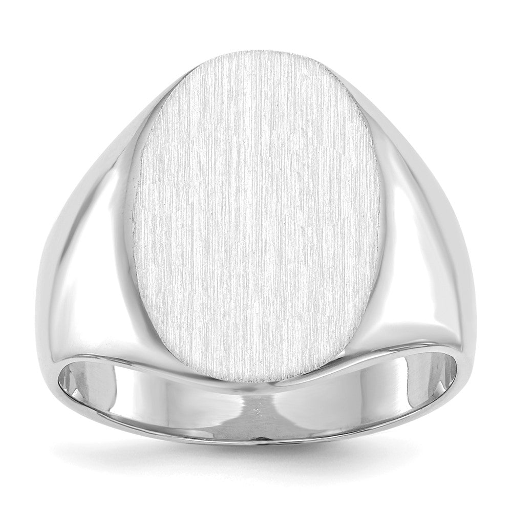 14k White Gold 17.5x Closed Back Men's Signet Ring