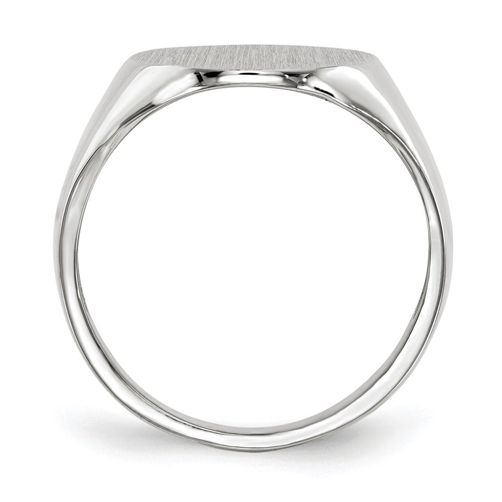 14k White Gold 15.0x Oval Closed Back Mens Signet Ring