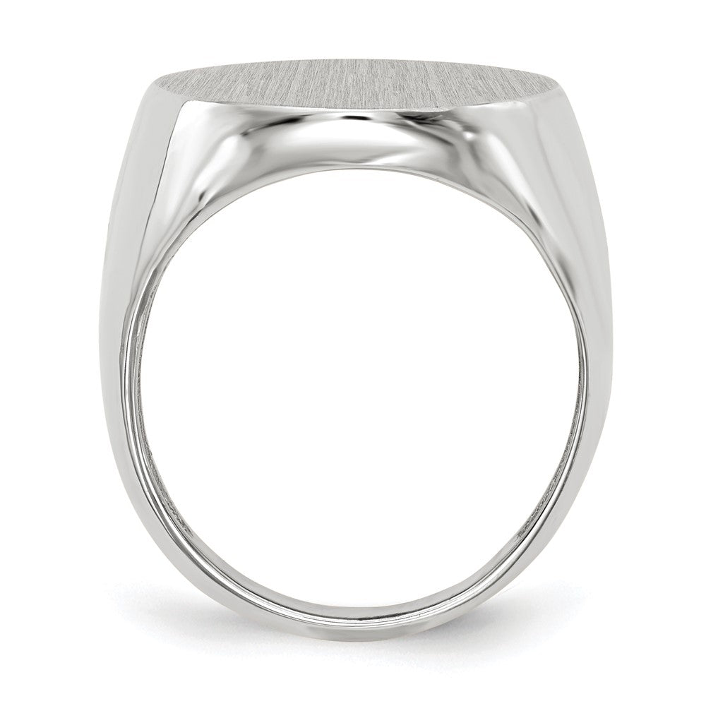 14k White Gold 17.0x Oval Closed Back Mens Signet Ring