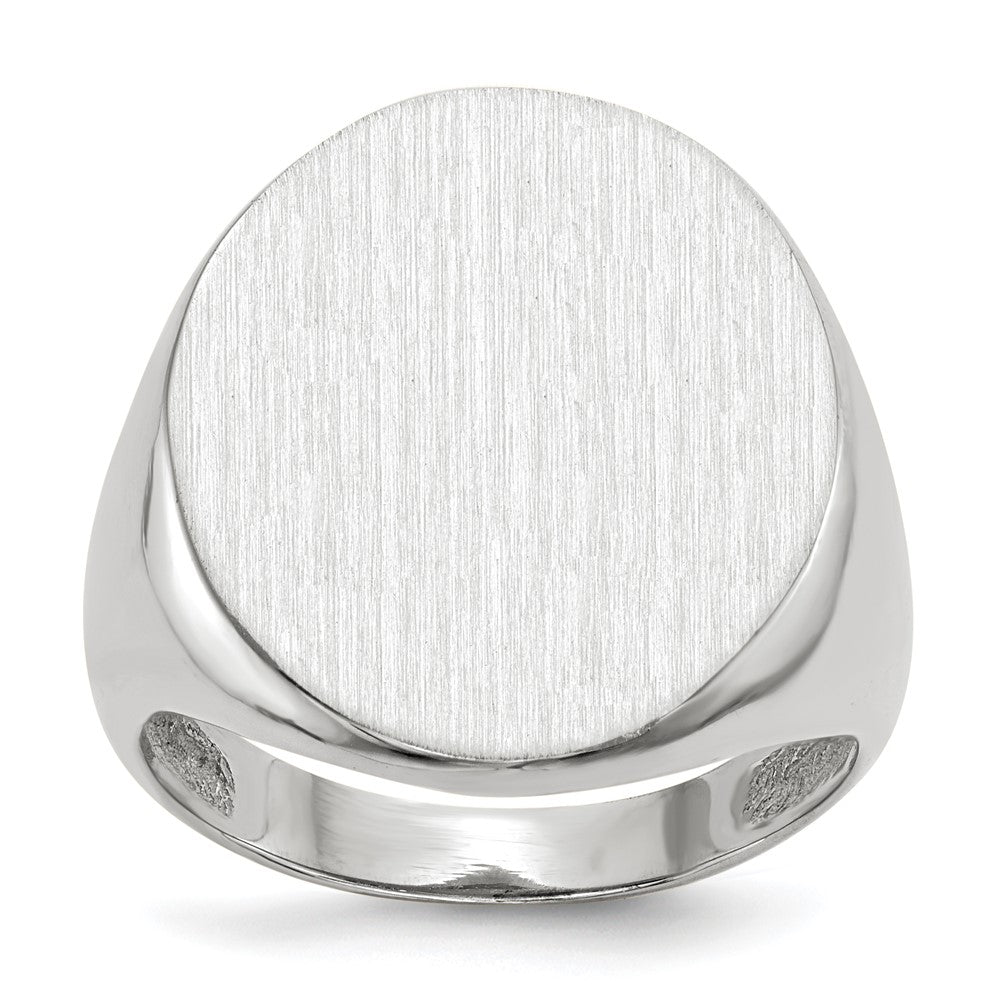 14k White Gold 17.0x Oval Closed Back Mens Signet Ring