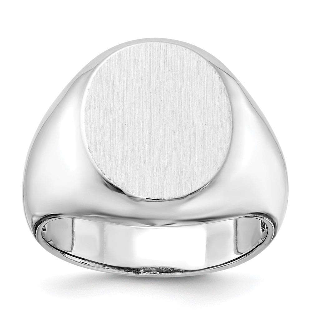 14k White Gold 13.0x Oval Open Back Mens Signet Ring