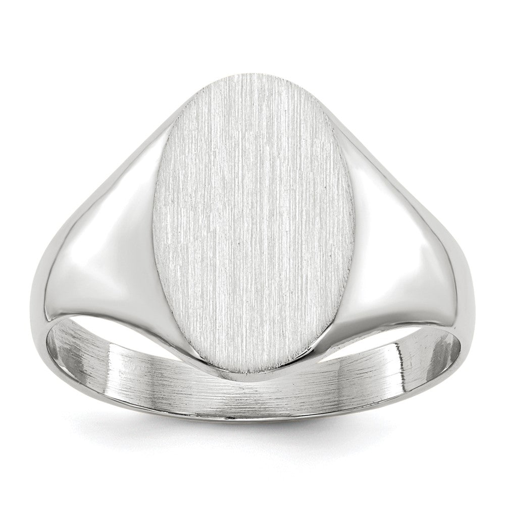 14k White Gold 8.0x Oval Open Back Signet Ring