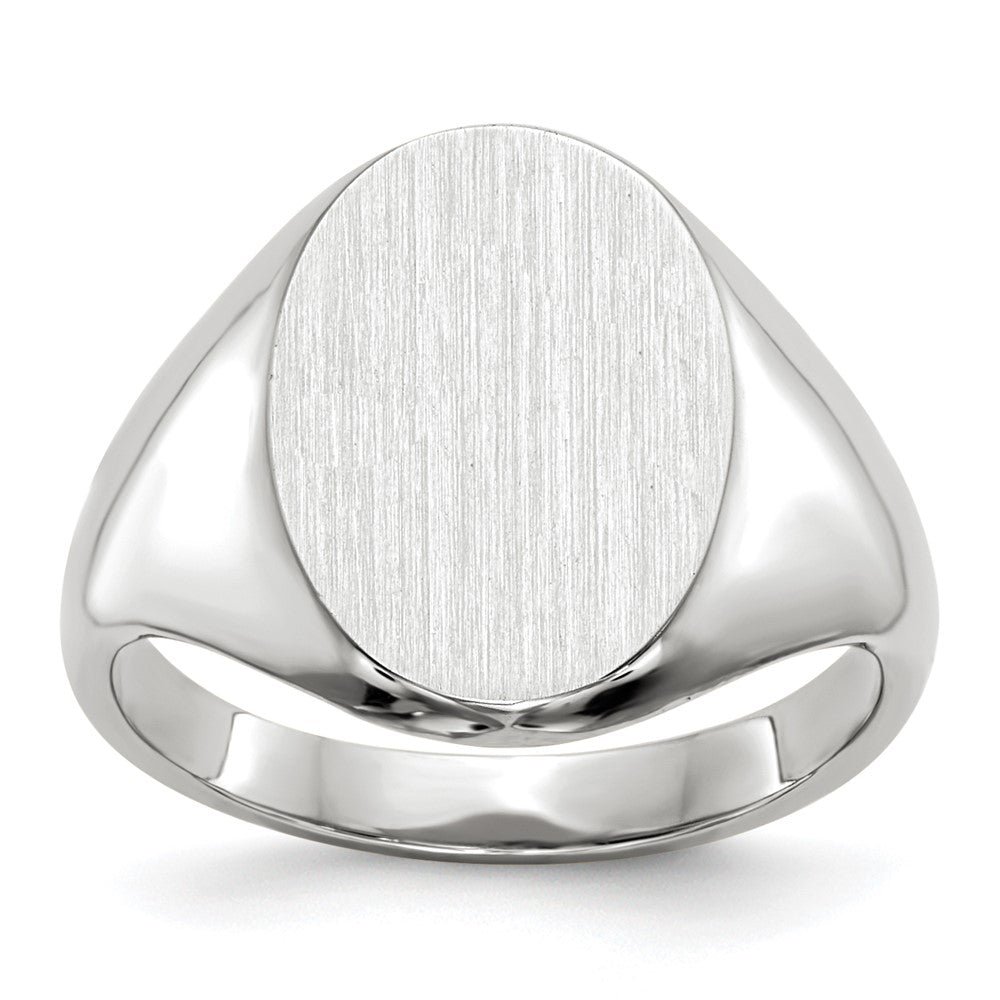14k White Gold 8.0x Oval Closed Back Signet Ring