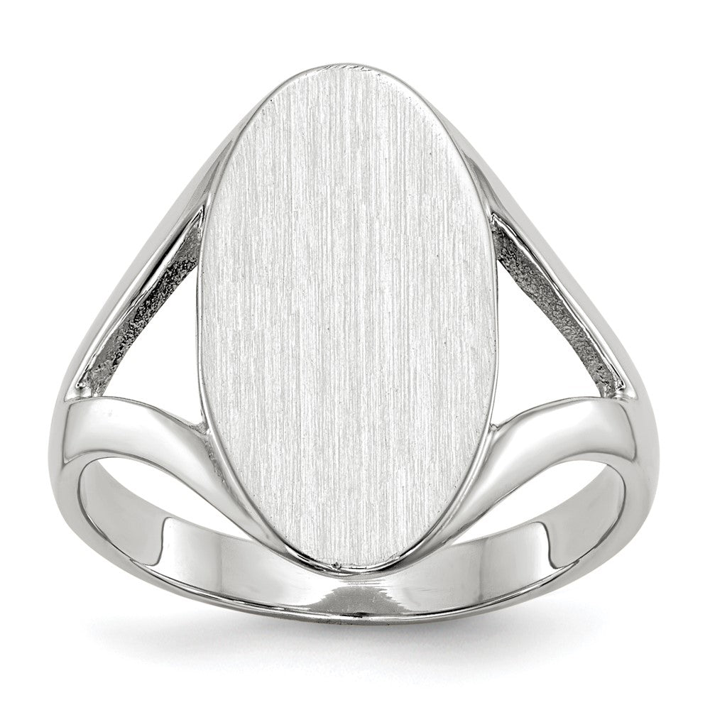 14k White Gold 9.0x Oval Closed Back Signet Ring