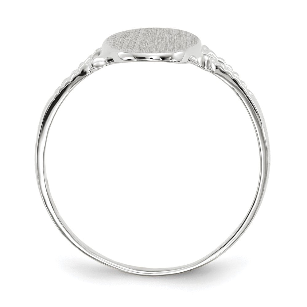 14k White Gold 8.5x Oval Closed Back Signet Ring