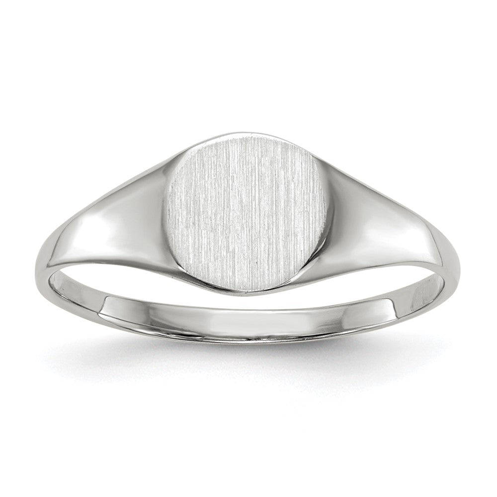 14k White Gold 6.5x Round Closed Back Signet Ring