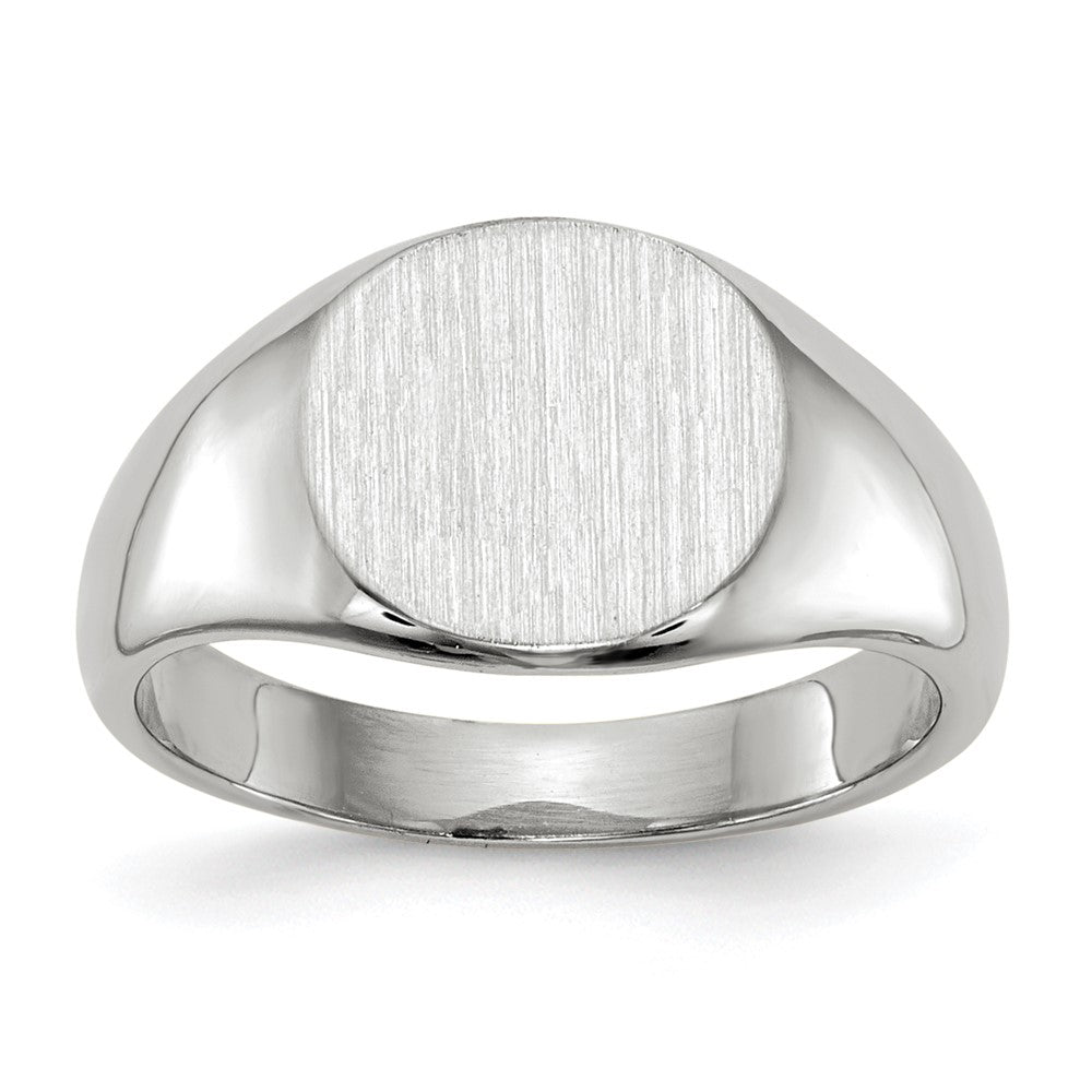 14k White Gold 8.5x Closed Back Size 3 Oval Signet Ring