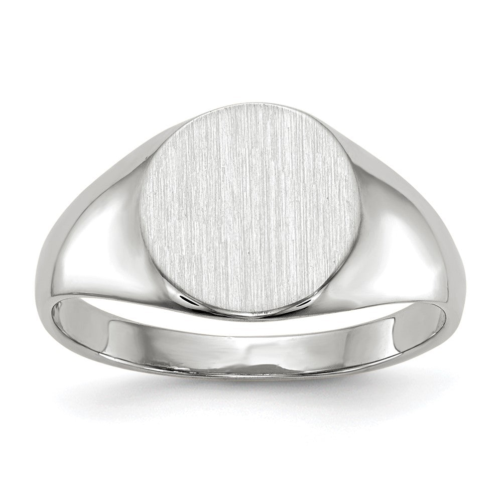 14k White Gold 9.0x Round Closed Back Signet Ring