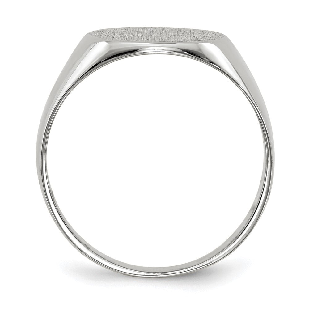 14k White Gold 10.0x Round Closed Back Signet Ring