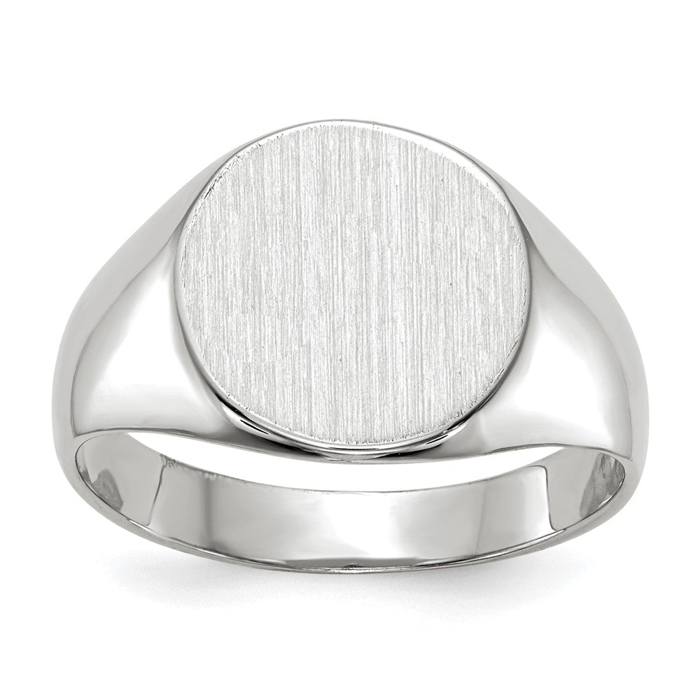 14k White Gold 10.0x Round Closed Back Signet Ring