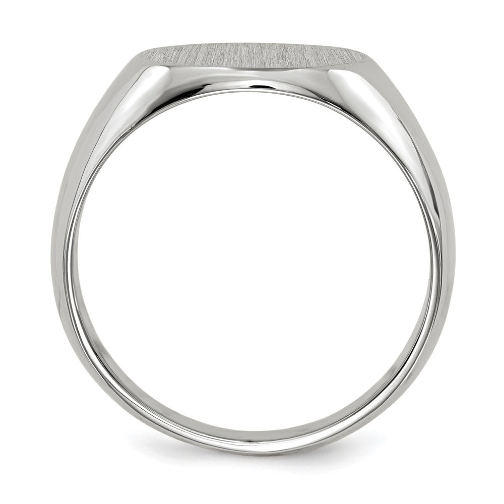 14k White Gold 13.5x Round Closed Back Mens Signet Ring