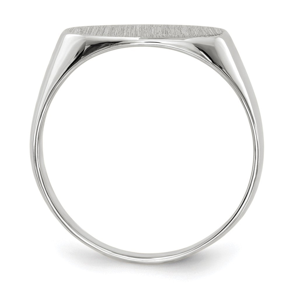 14k White Gold 13.5x Oval Closed Back Signet Ring