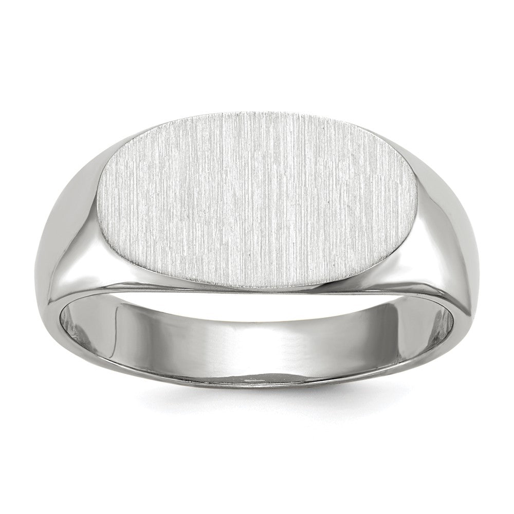 14k White Gold 13.5x Oval Closed Back Signet Ring