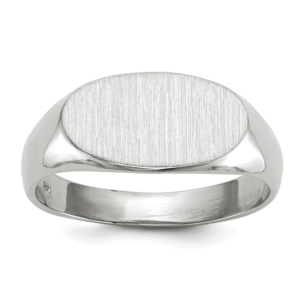 14k White Gold 13.5x Oval Open Back Signet Ring
