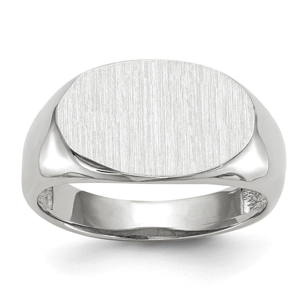14k White Gold 15.0x Oval Open Back Signet Ring