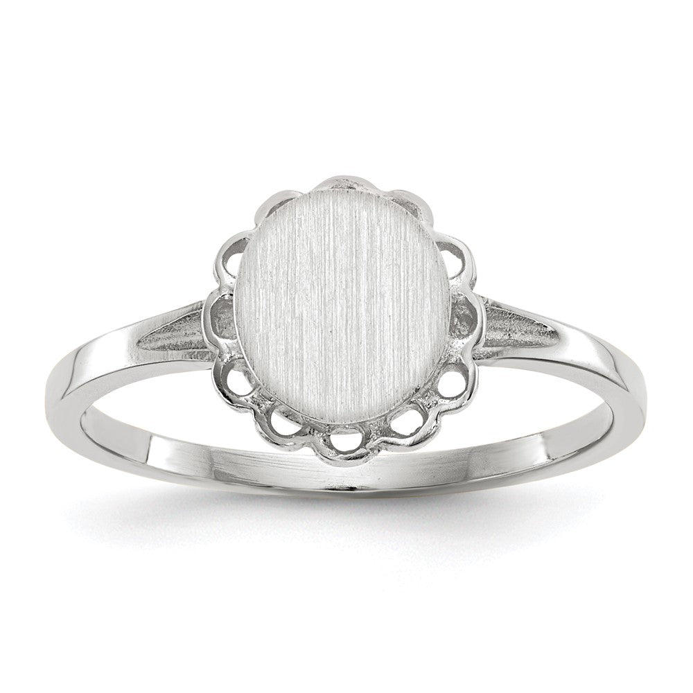 14k White Gold 6.5x Open Back Signet Ring