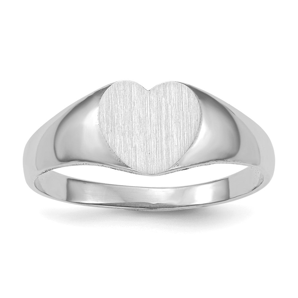 14k White Gold 7.0x Closed Back Heart Signet Ring