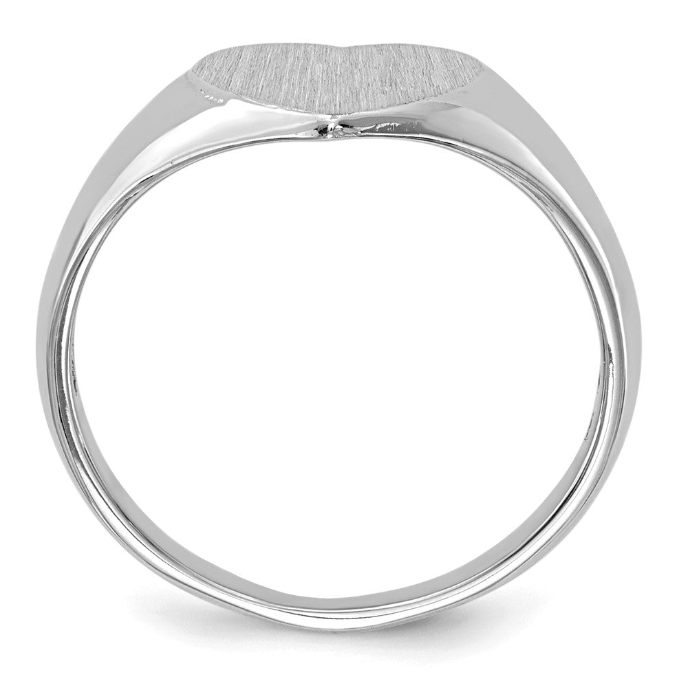 14k White Gold 8.0x Heart Closed Back Signet Ring