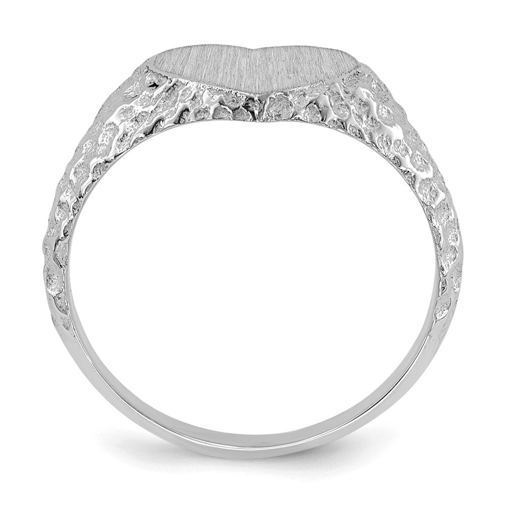 14k White Gold 8.0x Heart Open Back Nugget Signet Ring
