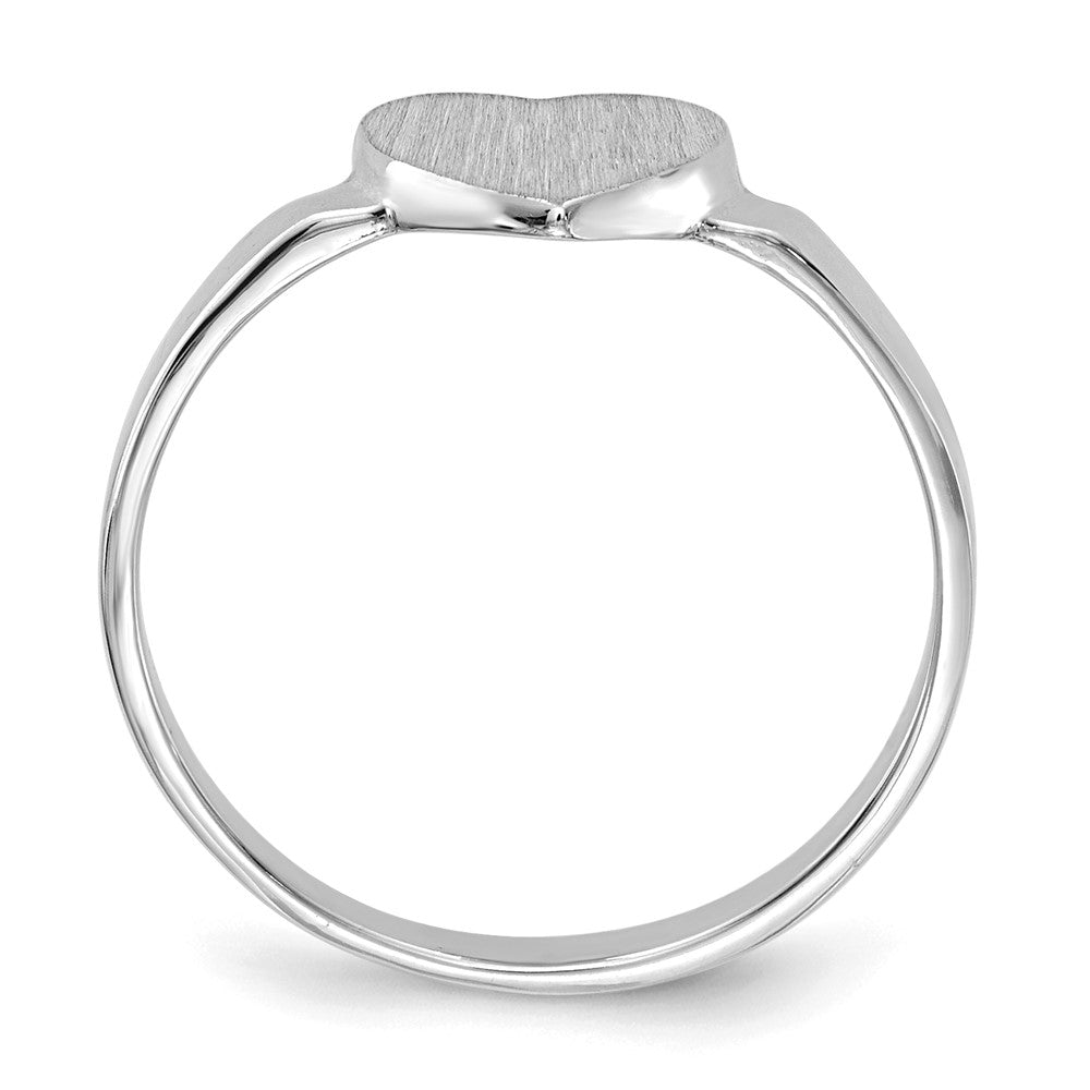 14k White Gold 7.0x Open Back Heart Signet Ring