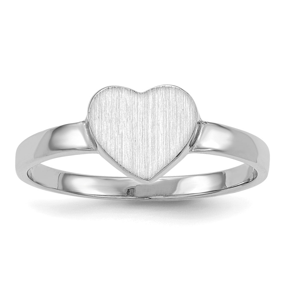 14k White Gold 7.0x Open Back Heart Signet Ring