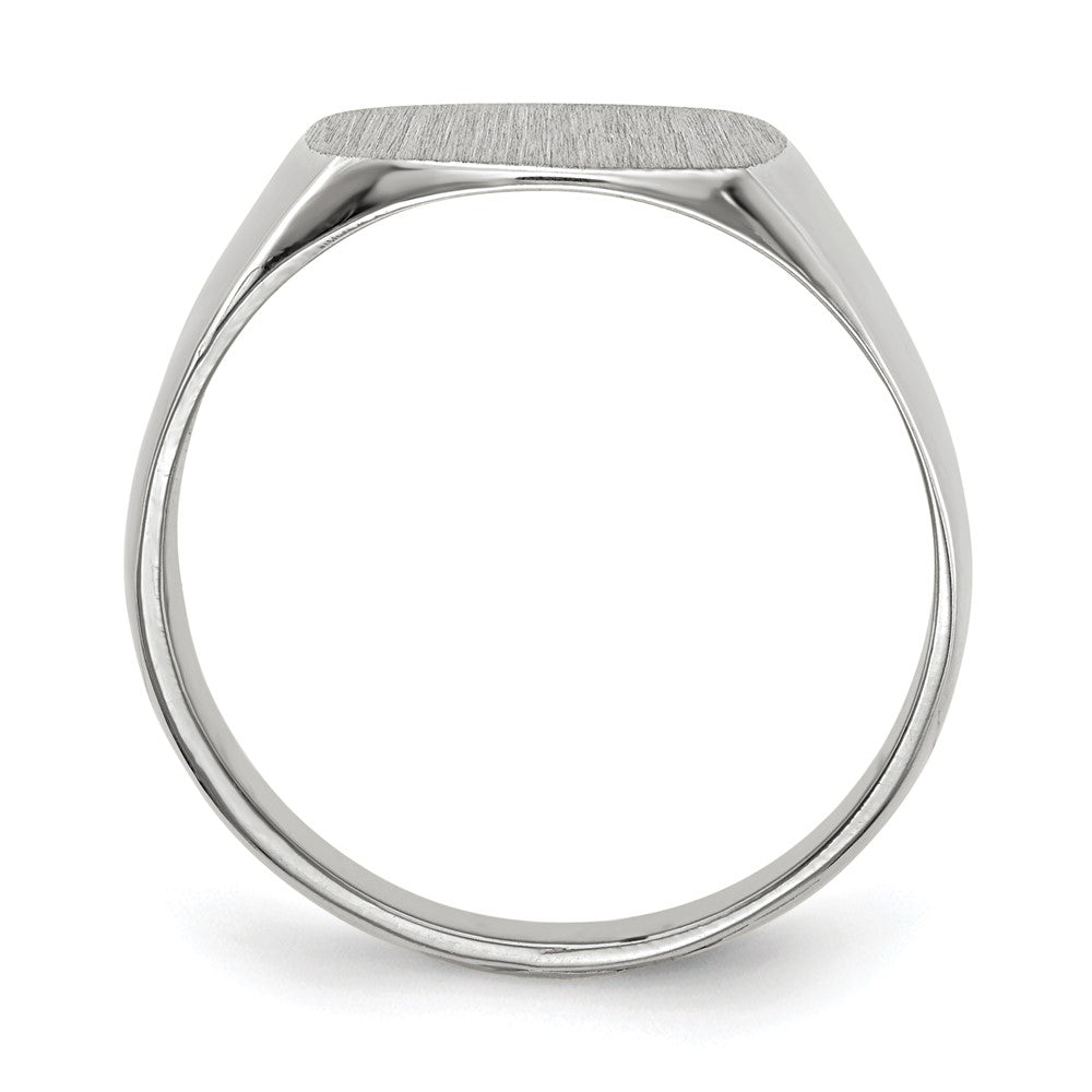 14k White Gold 12.5x Cushion Closed Back Signet Ring