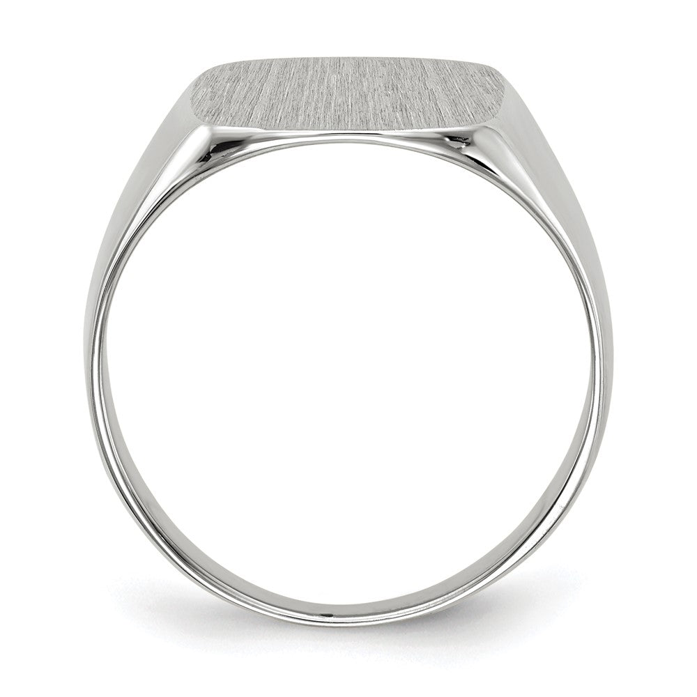 14k White Gold 13.5x Cushion Closed Back Mens Signet Ring