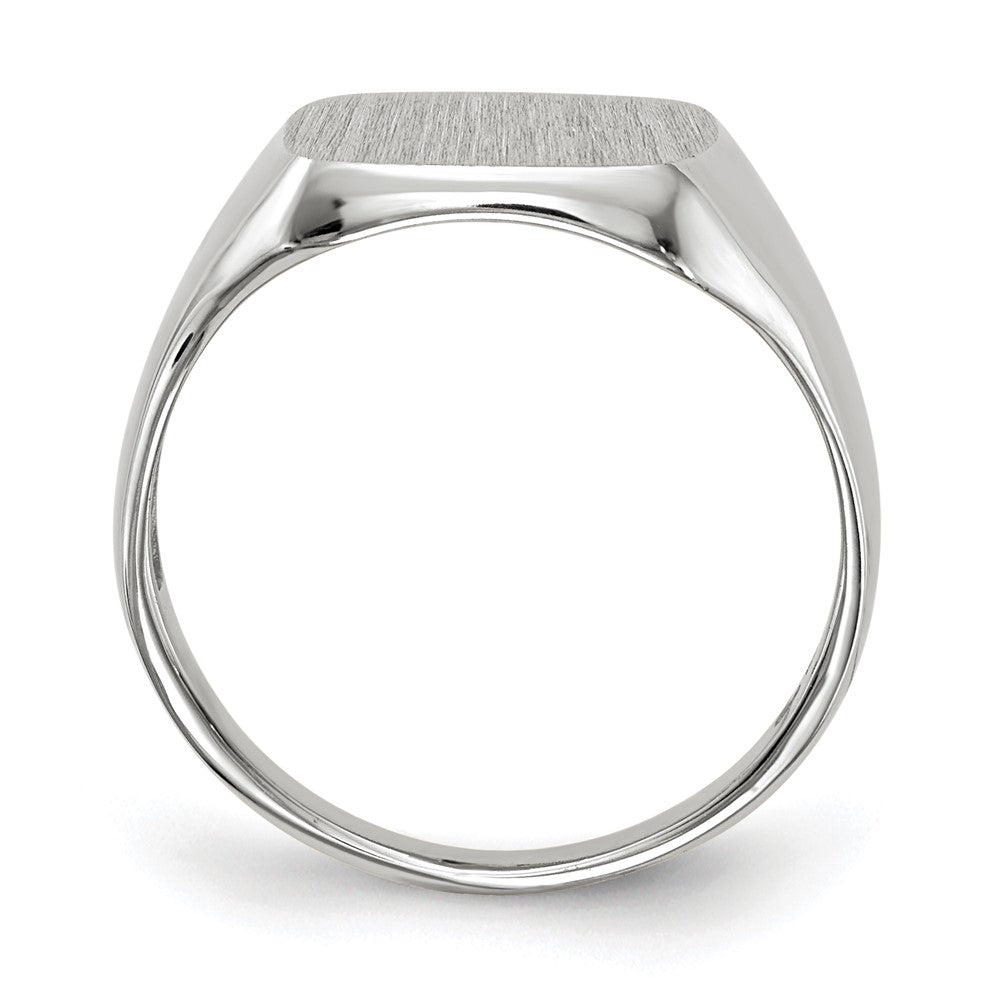 14k White Gold 10.5x Cushion Open Back Signet Ring