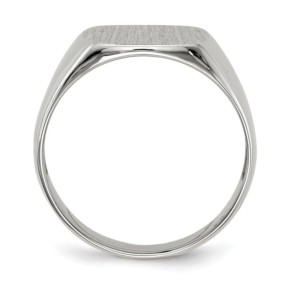 14k White Gold 12.5x Cushion Open Back Signet Ring
