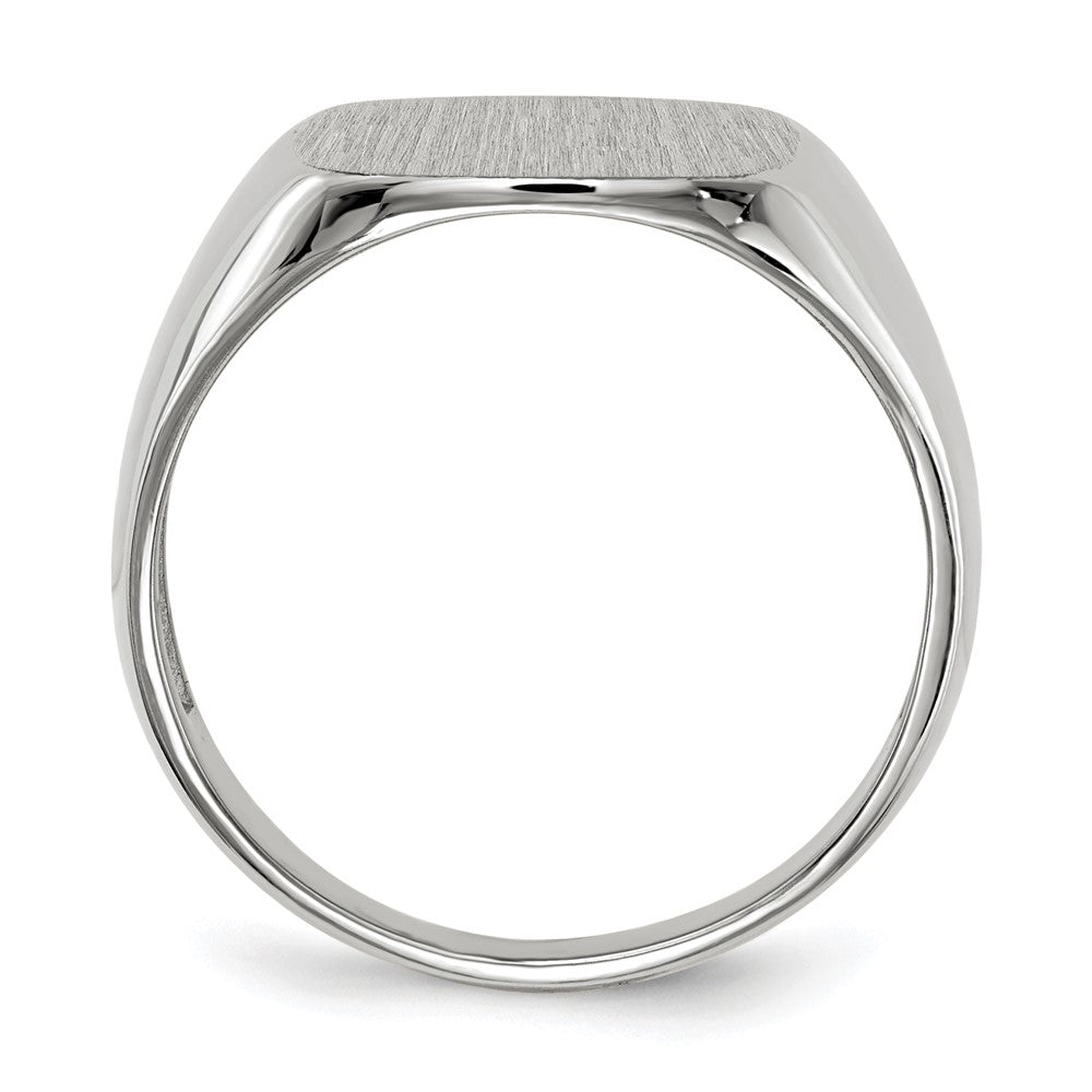 14k White Gold 13.5x Cushion Open Back Mens Signet Ring