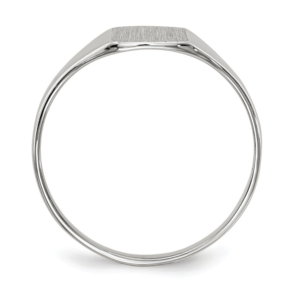 14k White Gold 7.0x Cushion Closed Back Signet Ring